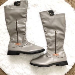 Women’s Grey Faux Leather Long Boots